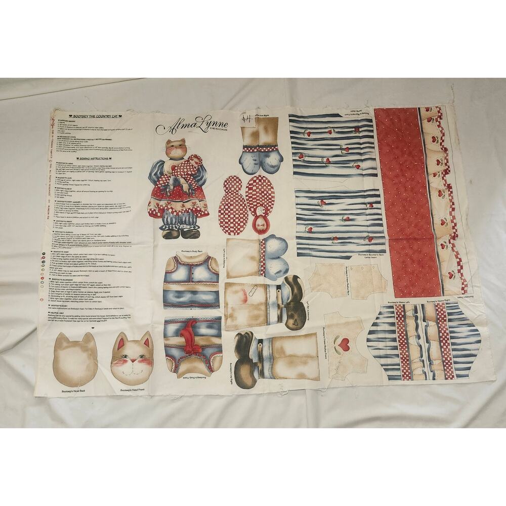 Booties the Country Cat Doll Cut Out Panel Alma Lynn Designs Cotton B19